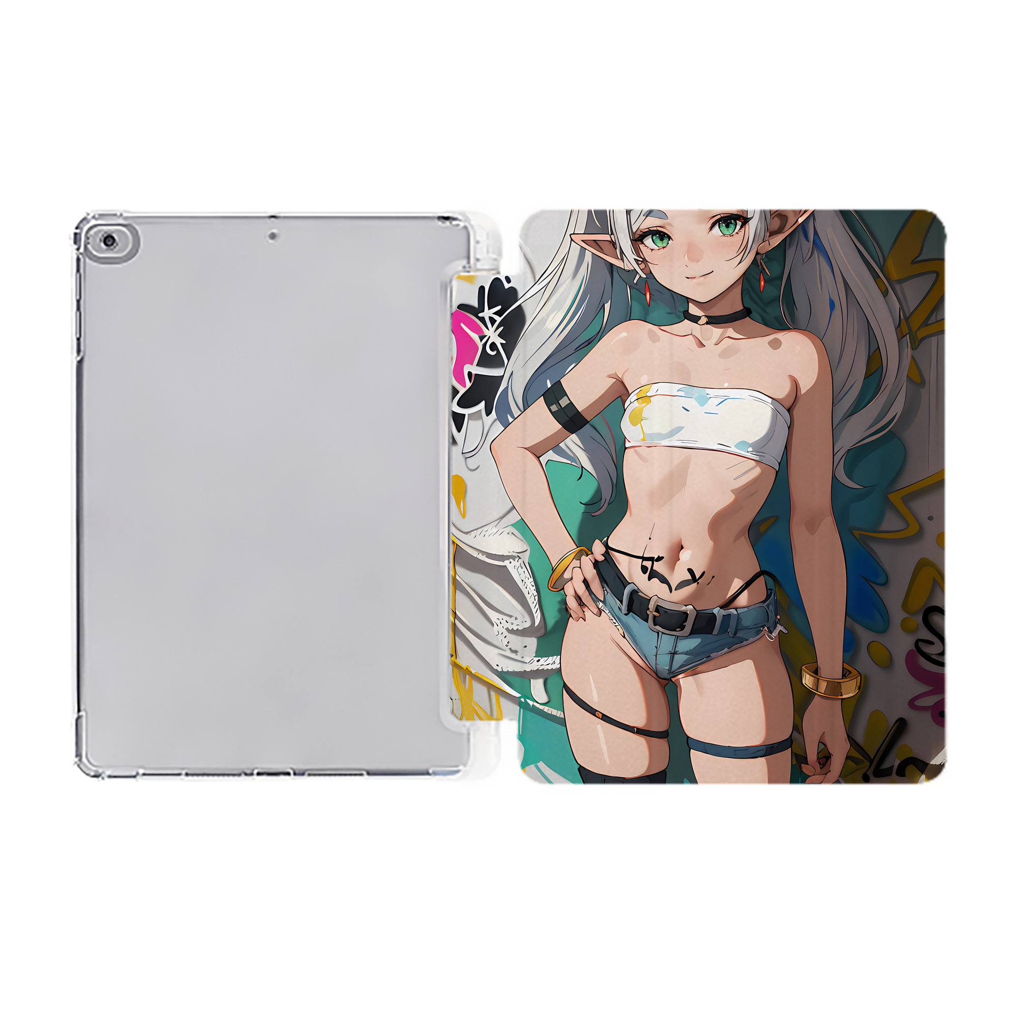 （画像用） 葬送のフリーレン Frieren IPad ケース ペン収納付き 三つ折りスタンド PUレザー×シリコン 対応機種9.5/10.5/10.9インチ